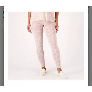 New AnyBody Women's Pink Floral Jacquard Knit Leggings Size Large Girl Core